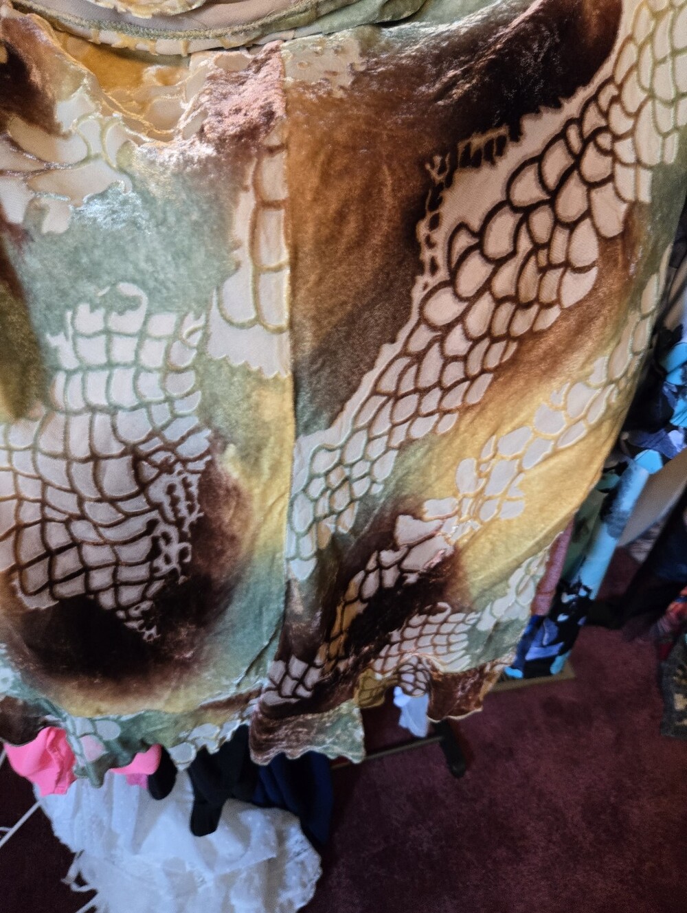 Multicolor Velvet Burnout Tank Skirt- Abstract Floral Print